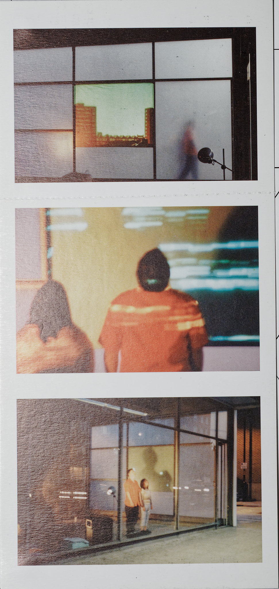A postcard of In 2024 hours by Corali Dance Company 2000. The postcard features 3 still images from the show which took place in an empty shop unit in Bermondsey.